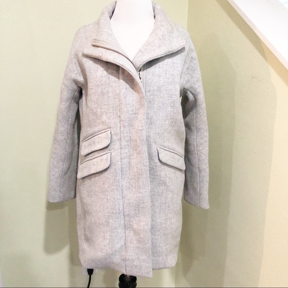 J.Crew Stadium Cloth Gray Cocoon Wool Coat Size 6P - Picture 4 of 10